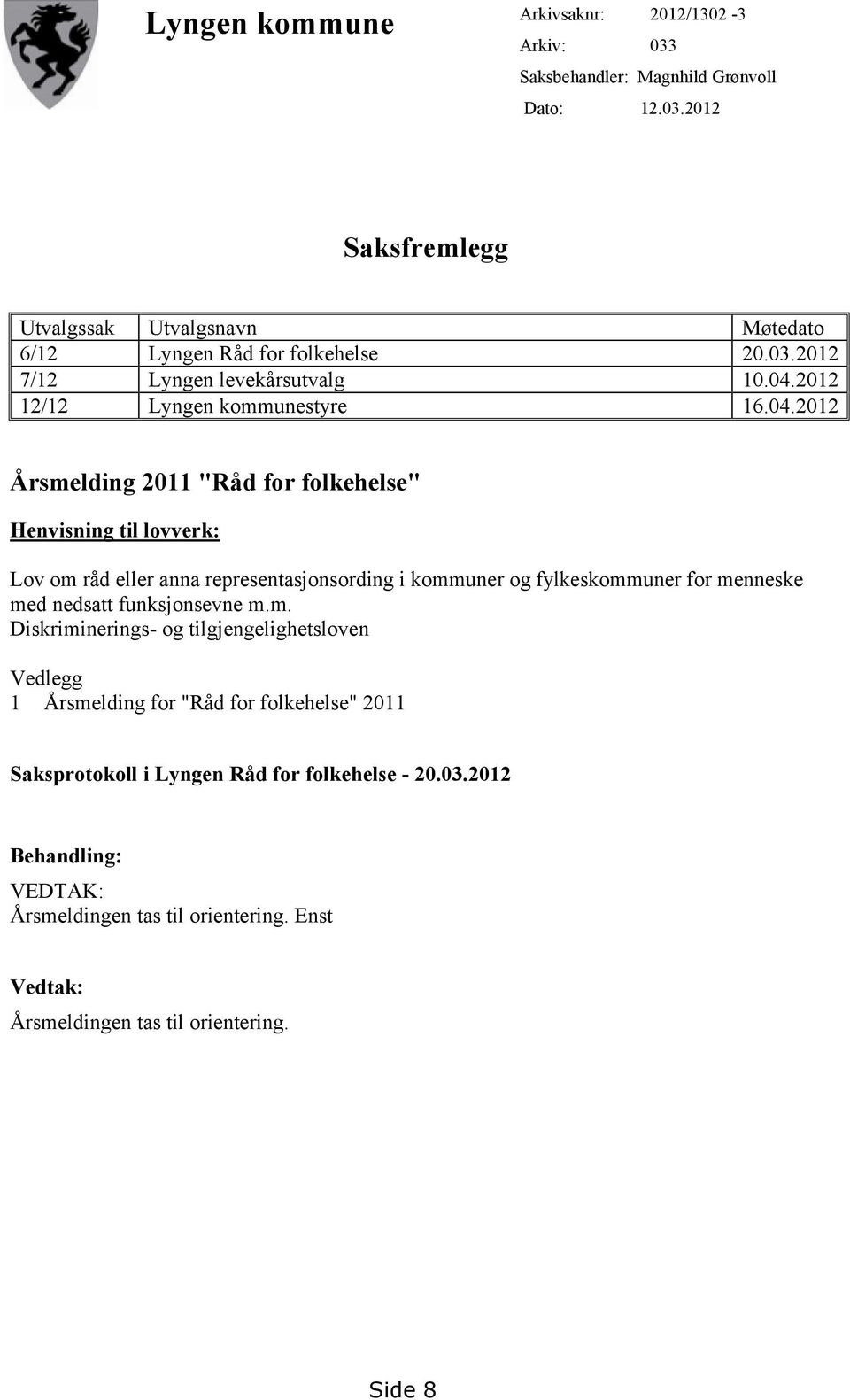 2012 12/12 Lyngen kommunestyre 16.04.
