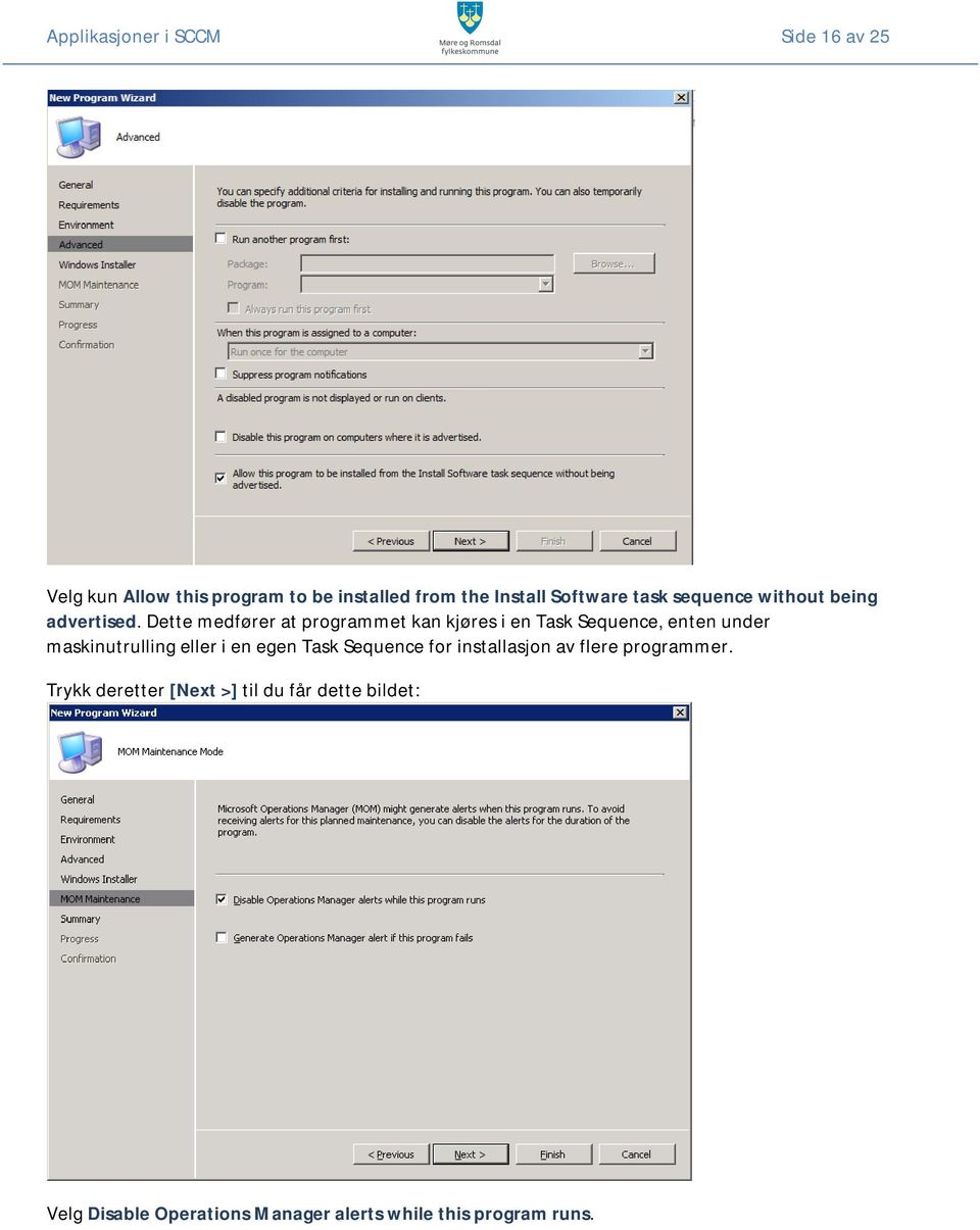 Dette medfører at programmet kan kjøres i en Task Sequence, enten under maskinutrulling eller i en egen