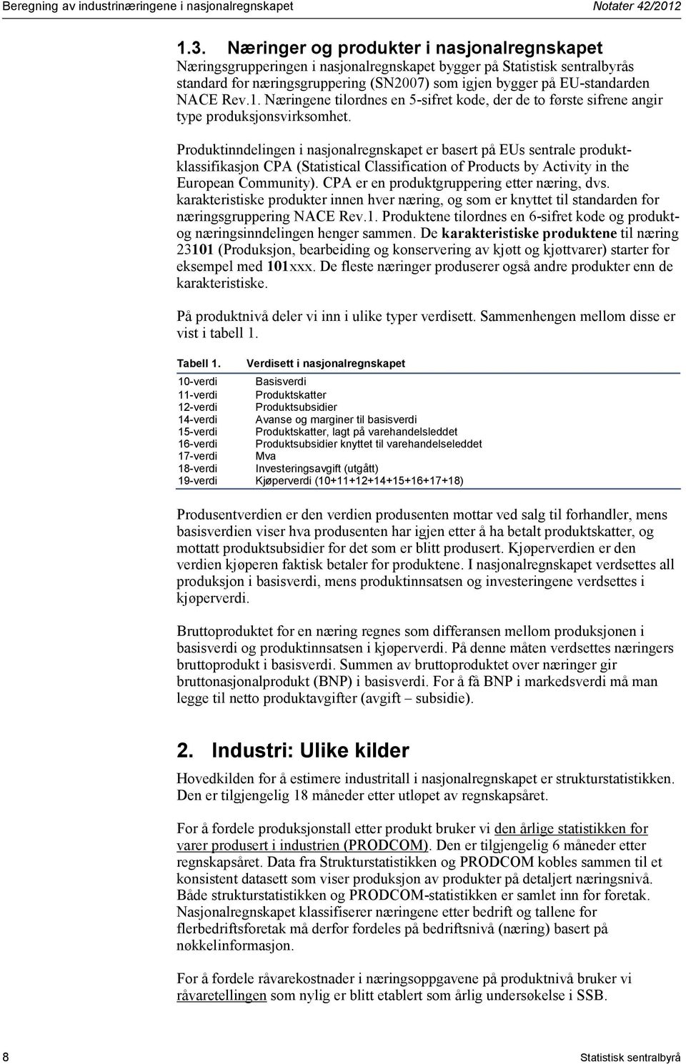 Rev.1. Næringene tilordnes en 5-sifret kode, der de to første sifrene angir type produksjonsvirksomhet.