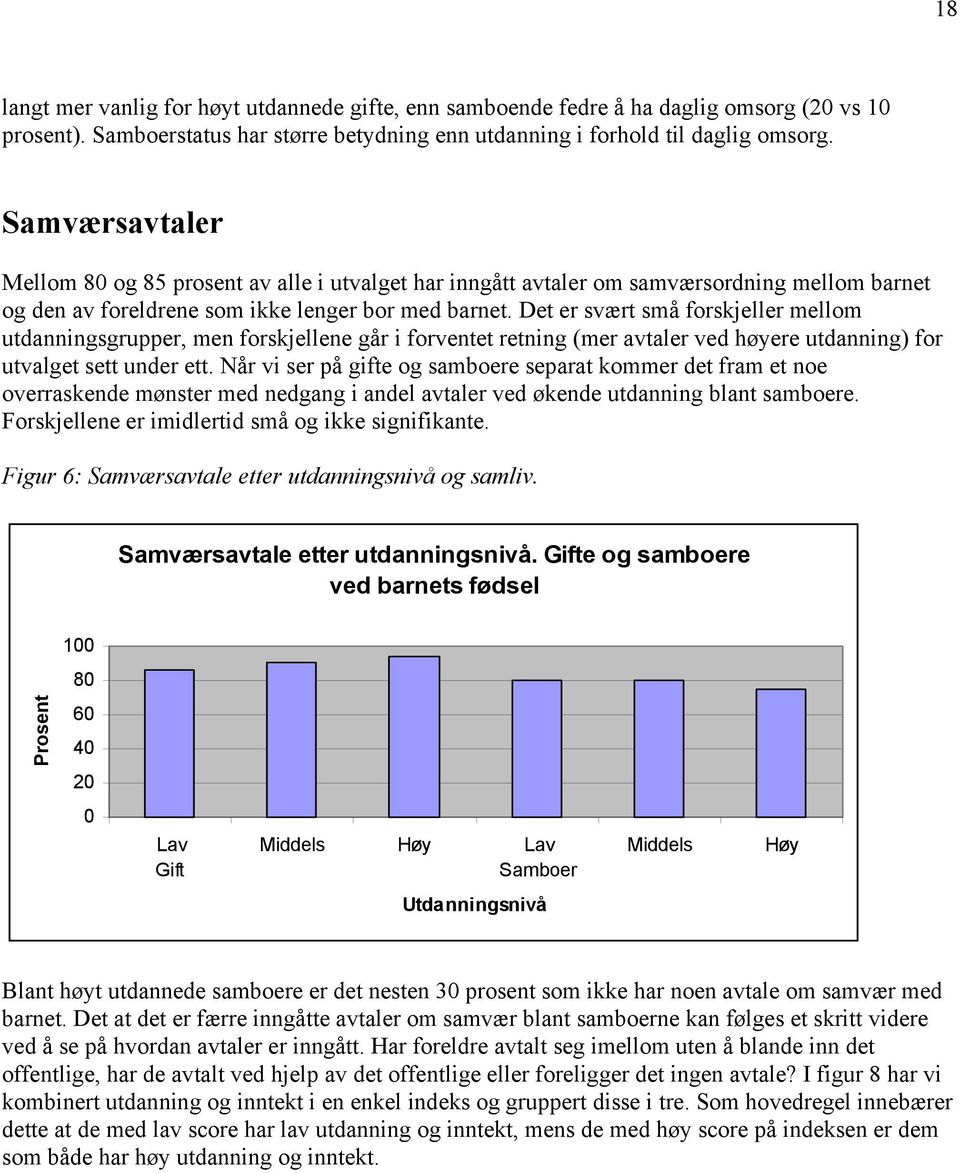 Det er svært små forskjeller mellom utdanningsgrupper, men forskjellene går i forventet retning (mer avtaler ved høyere utdanning) for utvalget sett under ett.