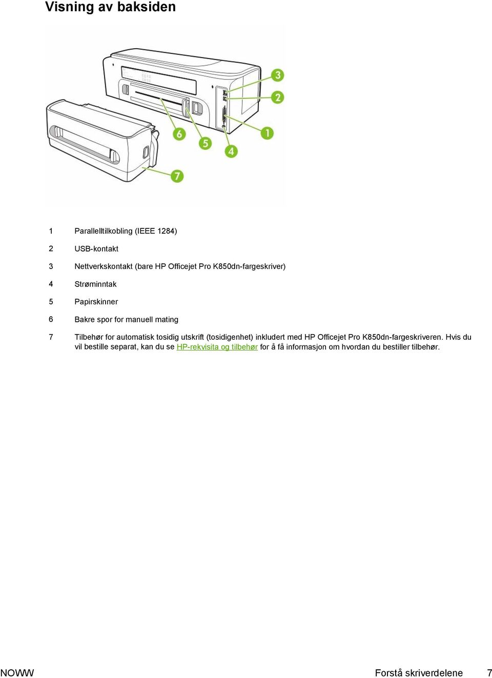 tosidig utskrift (tosidigenhet) inkludert med HP Officejet Pro K850dn-fargeskriveren.