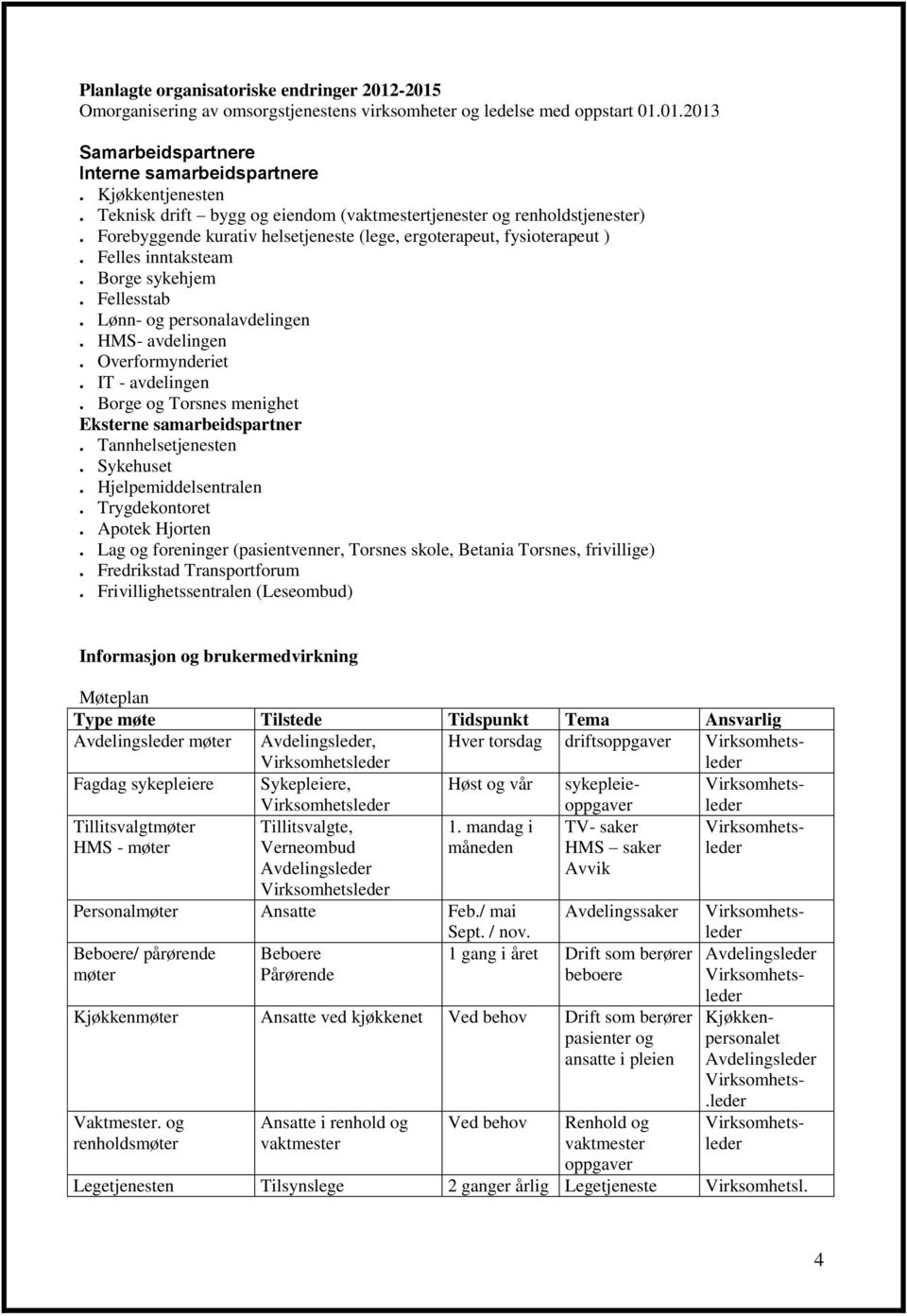 Lønn- og personalavdelingen. HMS- avdelingen. Overformynderiet. IT - avdelingen. Borge og Torsnes menighet Eksterne samarbeidspartner. Tannhelsetjenesten. Sykehuset. Hjelpemiddelsentralen.