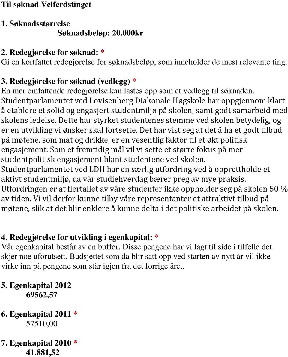 Studentparlamentet ved Lovisenberg Diakonale Høgskole har oppgjennom klart å etablere et solid og engasjert studentmiljø på skolen, samt godt samarbeid med skolens ledelse.