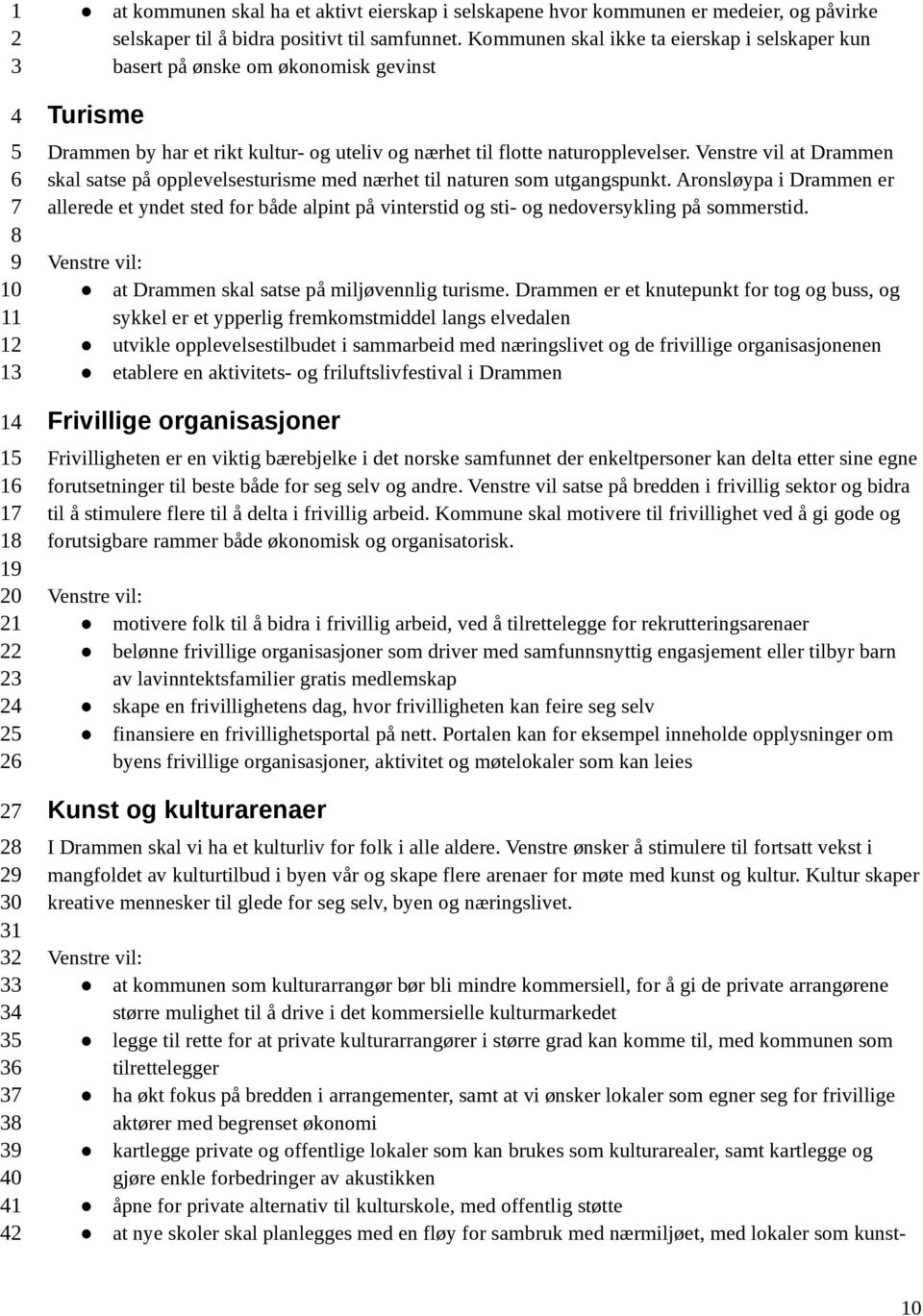 Venstre vil at Drammen skal satse på opplevelsesturisme med nærhet til naturen som utgangspunkt.