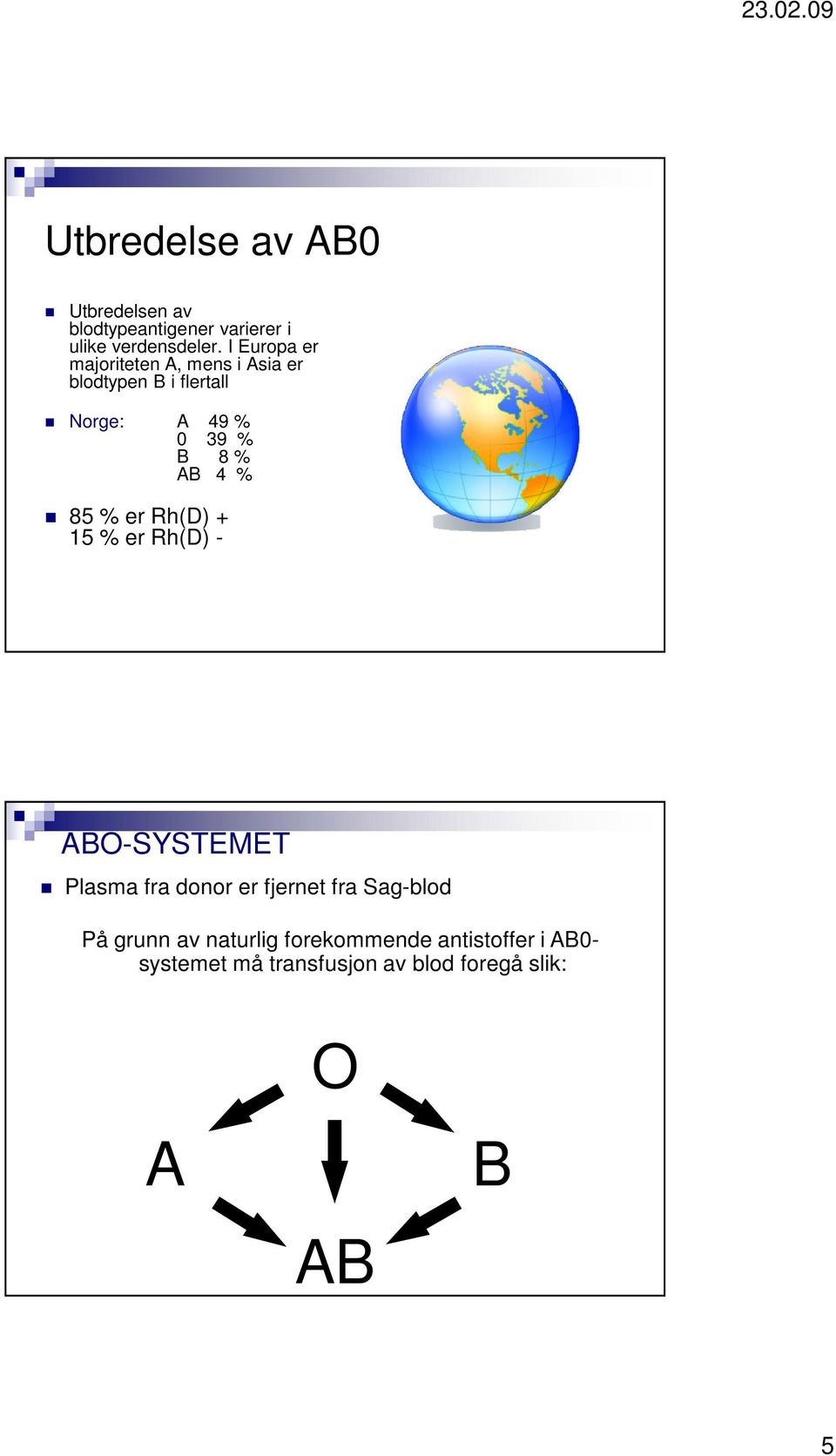 AB 4 % 85 % er Rh(D) + 15 % er Rh(D) - ABO-SYSTEMET Plasma fra donor er fjernet fra Sag-blod