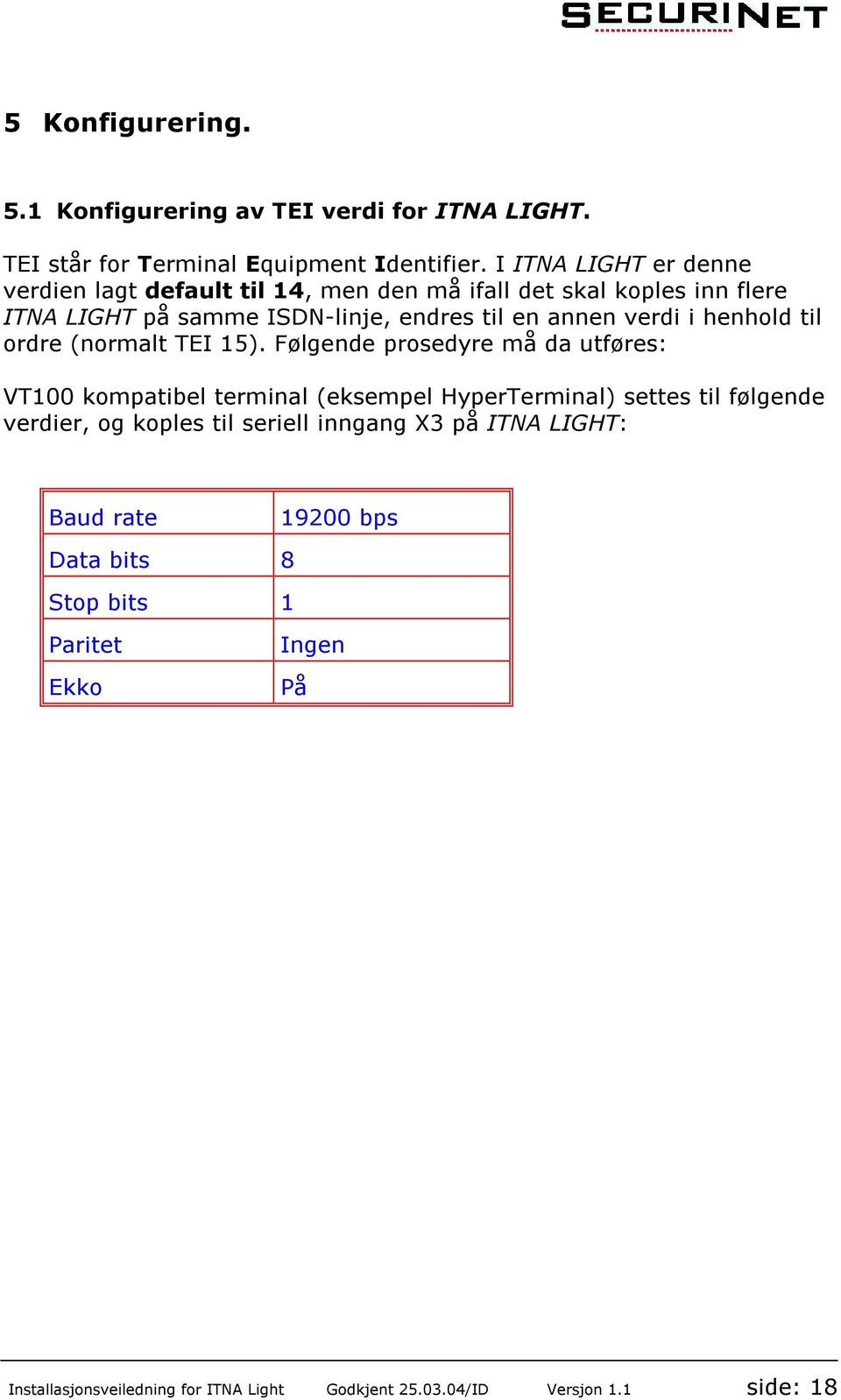 i henhold til ordre (normalt TEI 15).