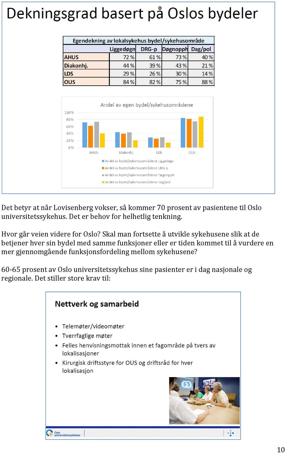 Skal man fortsette å utvikle sykehusene slik at de betjener hver sin bydel med samme funksjoner eller er tiden kommet