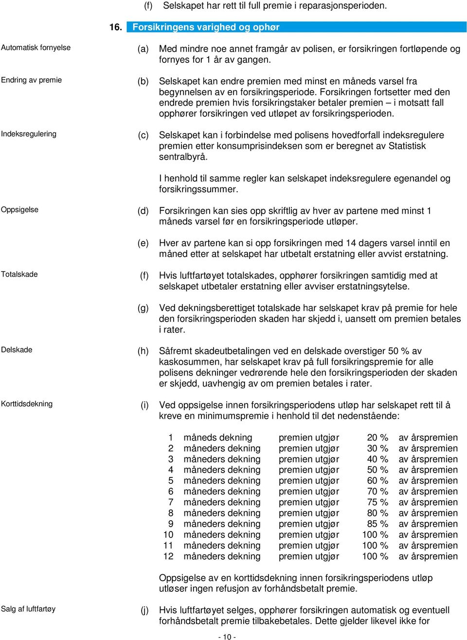 (b) Selskapet kan endre premien med minst en måneds varsel fra begynnelsen av en forsikringsperiode.