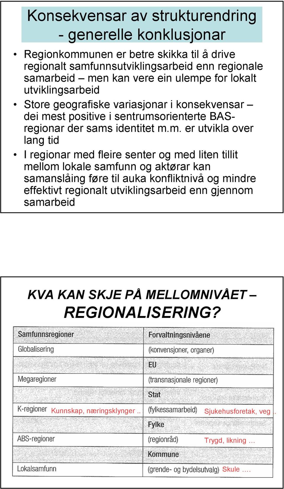 e for lokalt utviklingsarbeid Store geografiske variasjonar i konsekvensar dei me