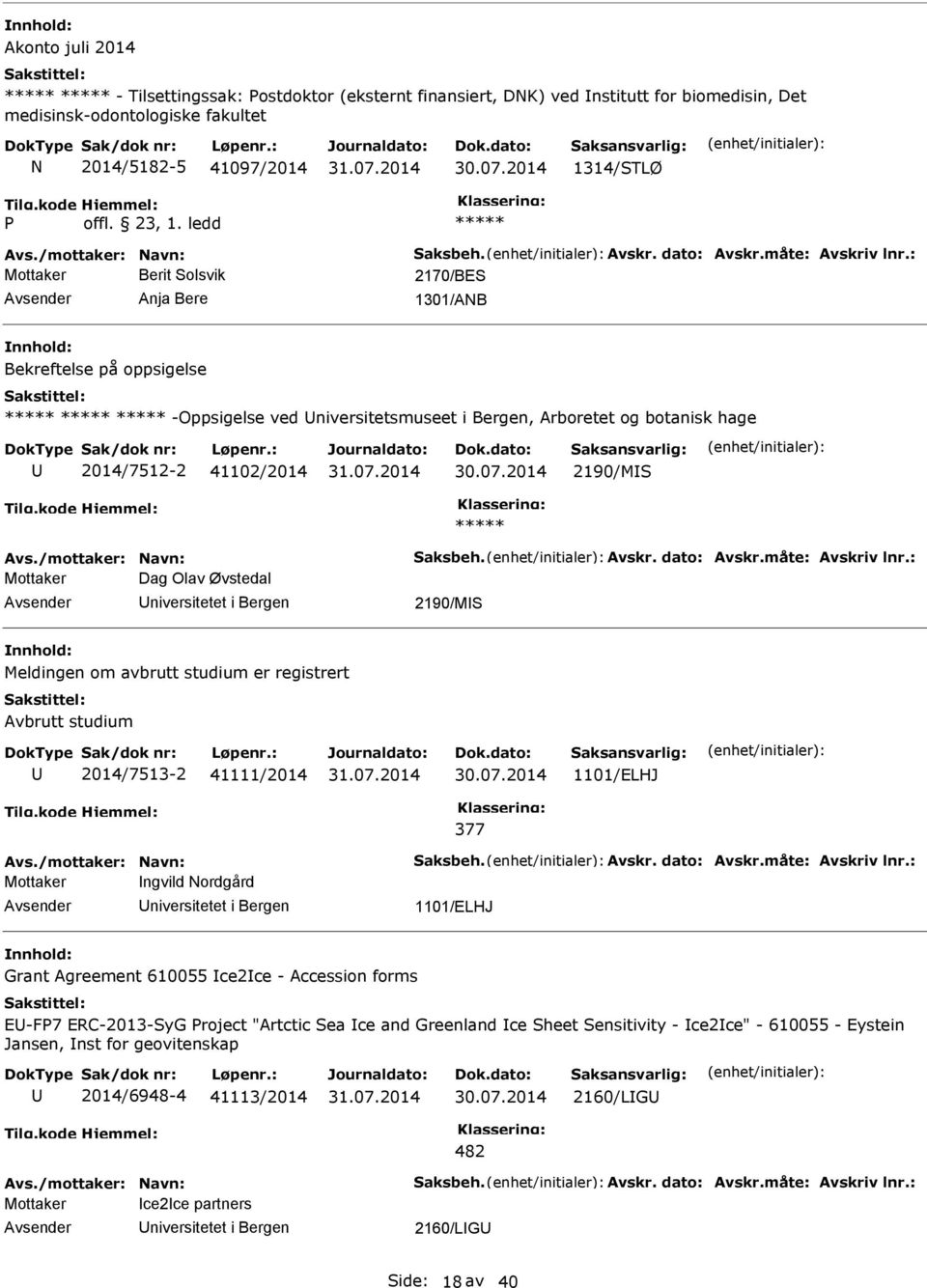 : Mottaker Berit Solsvik 2170/BES Anja Bere 1301/ANB Bekreftelse på oppsigelse -Oppsigelse ved niversitetsmuseet i Bergen, Arboretet og botanisk hage 2014/7512-2 41102/2014 2190/MS Avs.