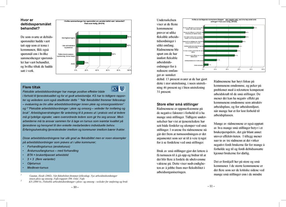 1 2 Flere tiltak Fleksible arbeidstidsordninger har mange positive effekter både i forhold til tjenestekvalitet og for et godt arbeidsmiljø.