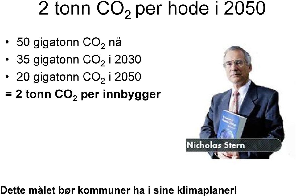 CO 2 i 2050 = 2 tonn CO 2 per innbygger