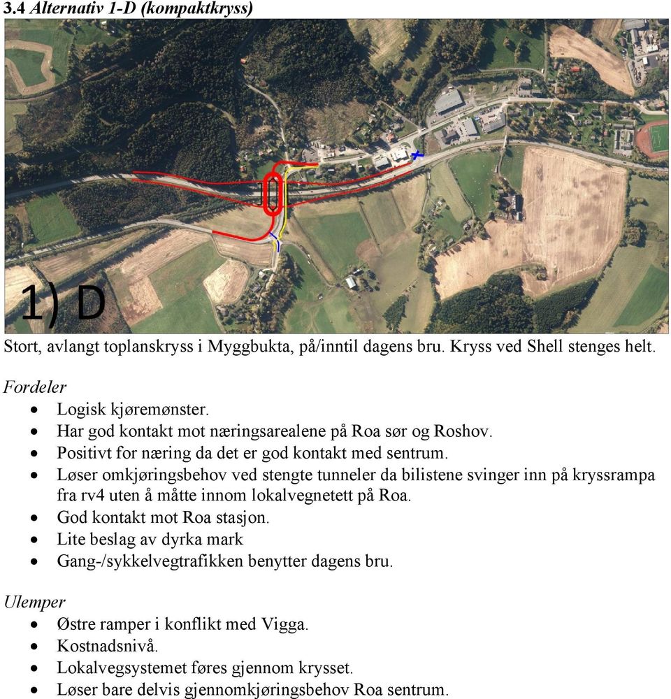 Løser omkjøringsbehov ved stengte tunneler da bilistene svinger inn på kryssrampa fra rv4 uten å måtte innom lokalvegnetett på Roa. God kontakt mot Roa stasjon.