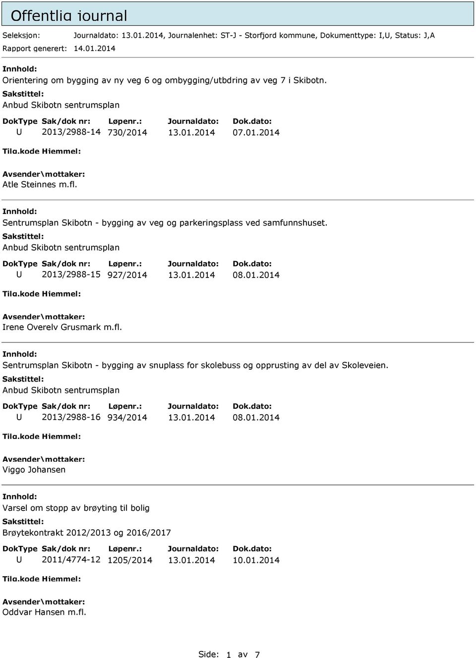 Sentrumsplan Skibotn - bygging av veg og parkeringsplass ved samfunnshuset. Anbud Skibotn sentrumsplan 2013/2988-15 927/2014 rene Overelv Grusmark m.fl.