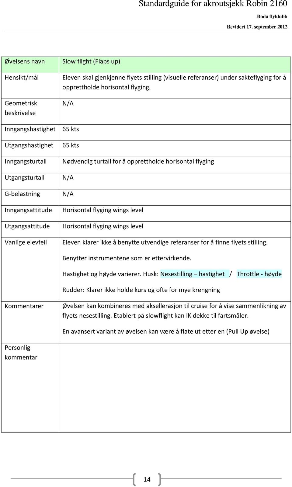 finne flyets stilling. Benytter instrumentene som er ettervirkende. Hastighet og høyde varierer.