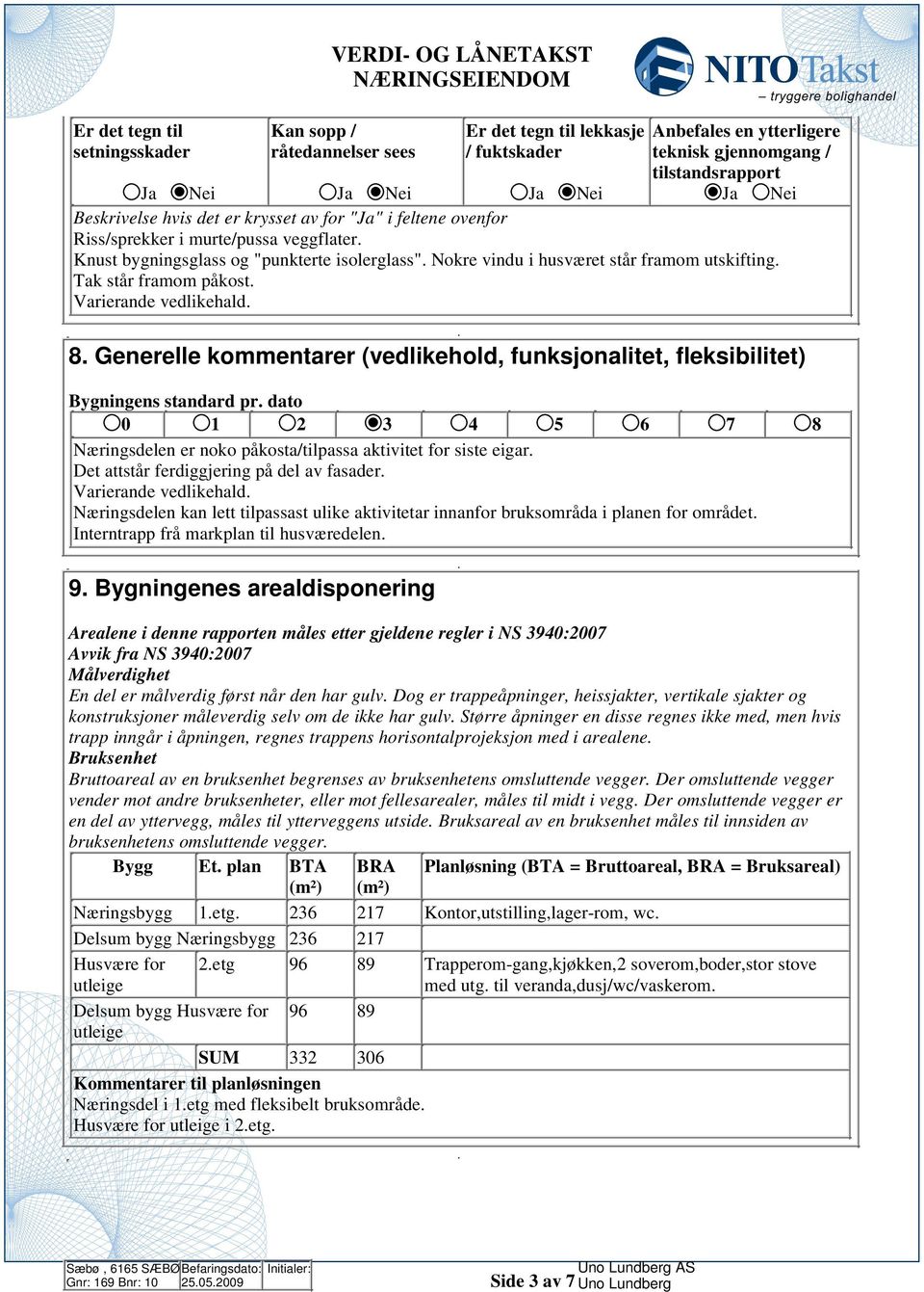 står framom påkost Varierande vedlikehald 8 Generelle kommentarer (vedlikehold, funksjonalitet, fleksibilitet) Bygningens standard pr dato 0 1 2 3 4 5 6 7 8 Næringsdelen er noko påkosta/tilpassa