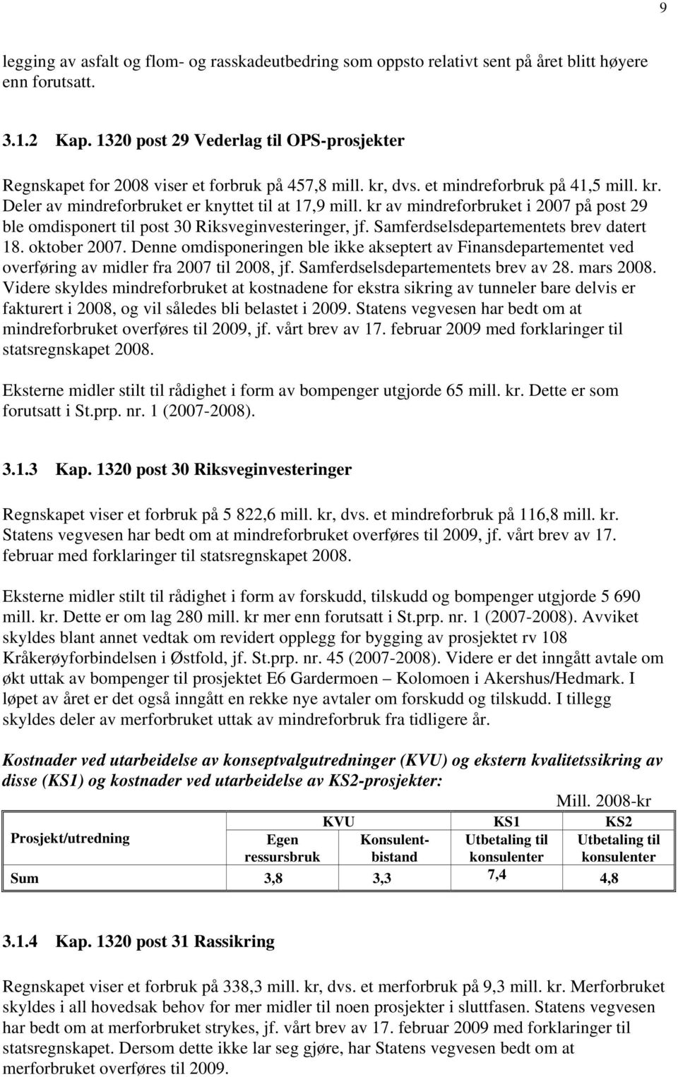 kr av mindreforbruket i 2007 på post 29 ble omdisponert til post 30 Riksveginvesteringer, jf. Samferdselsdepartementets brev datert 18. oktober 2007.