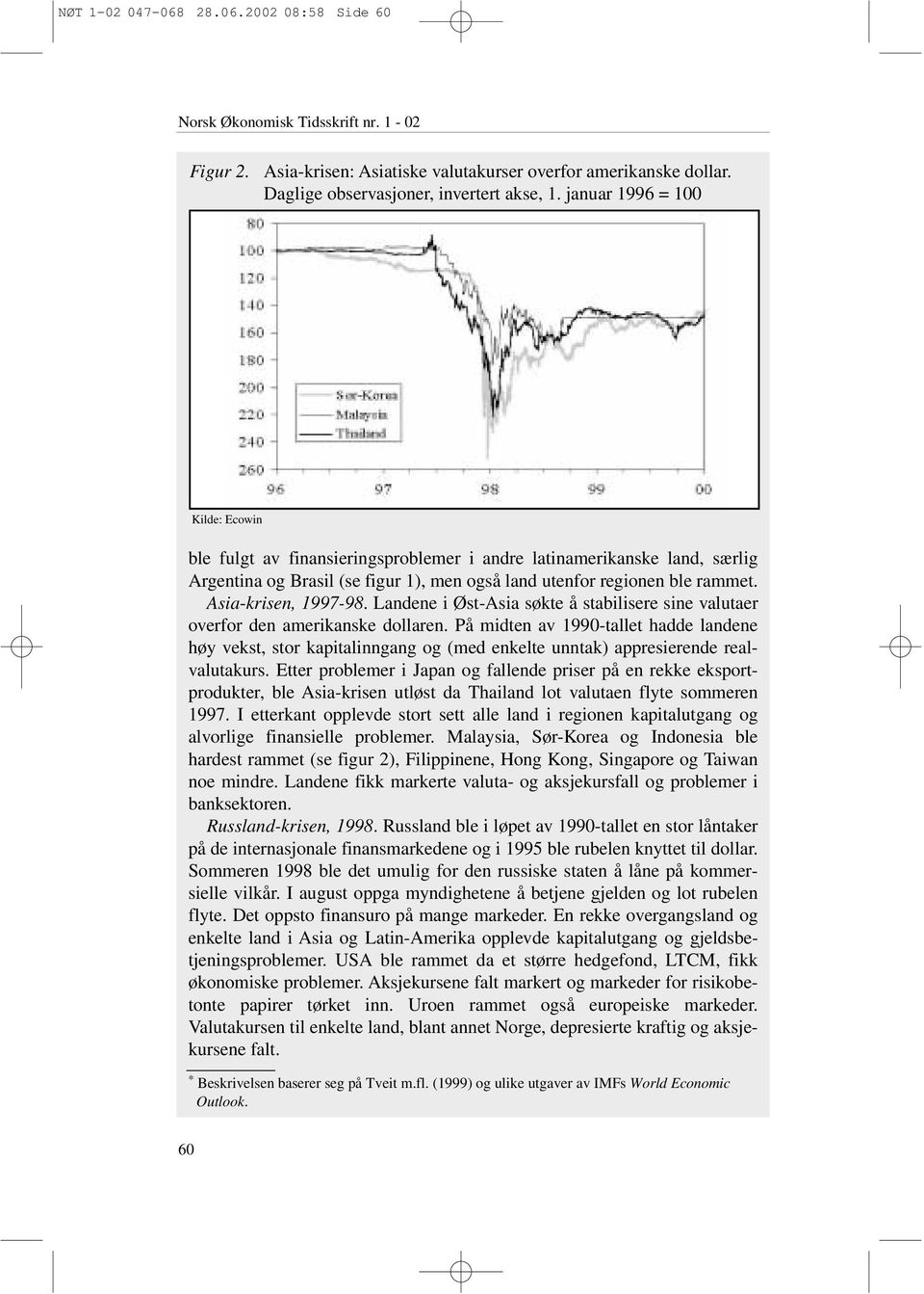 Asia-krisen, 1997-98. Landene i Øst-Asia søkte å stabilisere sine valutaer overfor den amerikanske dollaren.