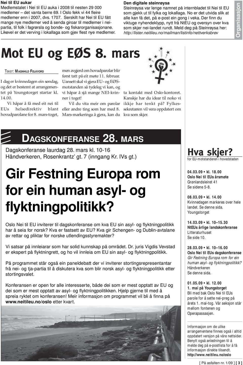 Likevel er det verving i lokallaga som gjev flest nye medlemer. Den digitale steinrøysa Steinrøysa var lenge namnet på internbladet til Nei til EU som gjekk ut til fylka og lokallaga.