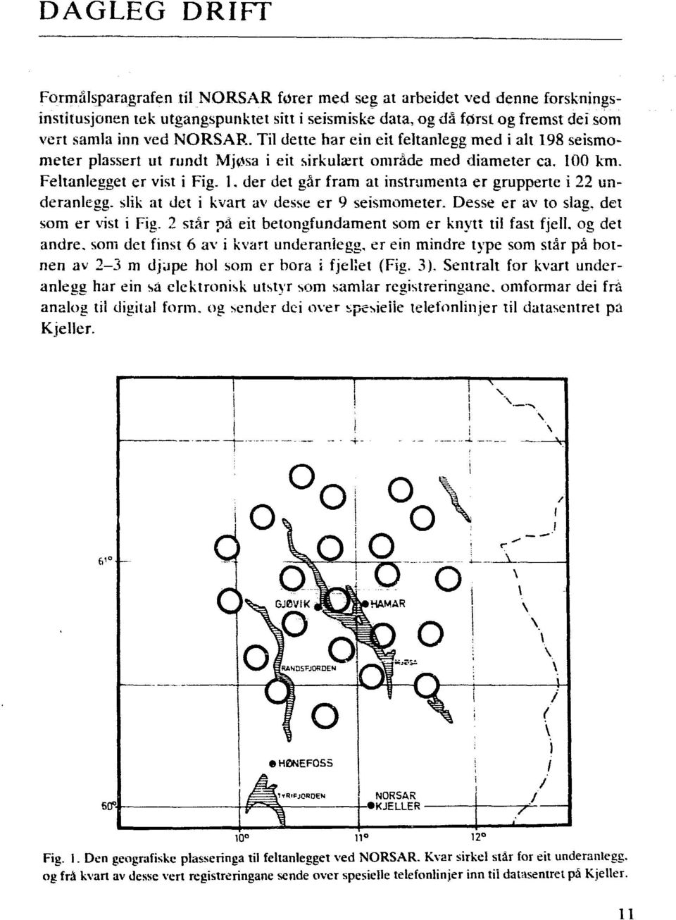 slik at det i kvart av desse er 9 seismometer. Desse er av to slag, det som er vist i Fig.