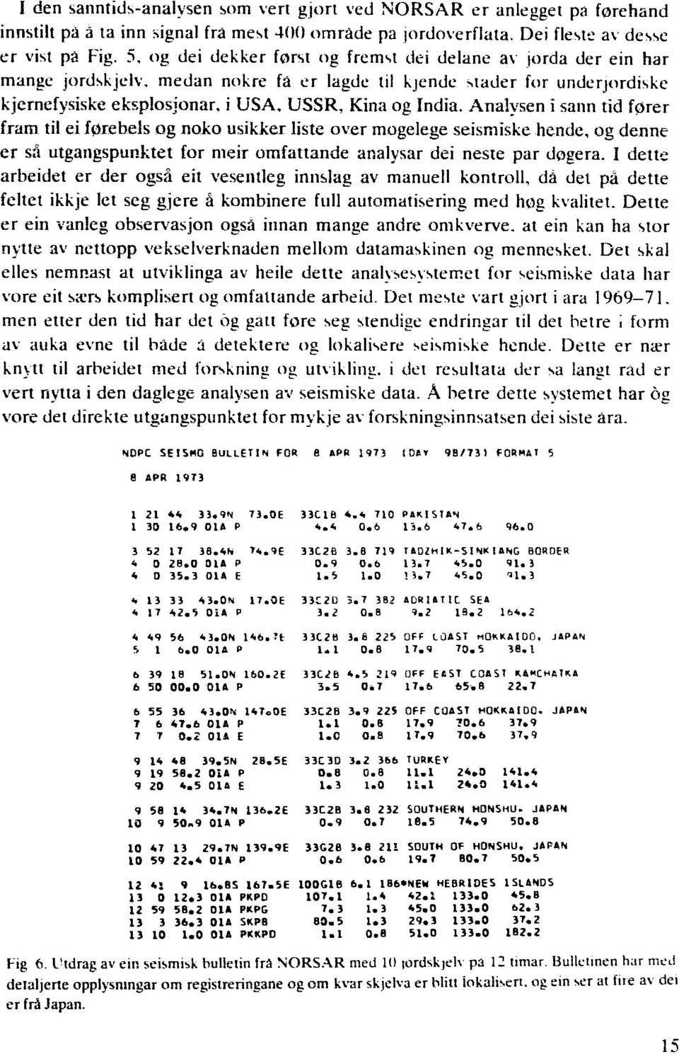 Analysen i sann tid fører fram til ei førebels og noko usikker liste over mogelege seismiske hende, og denne er så utgangspunktet for meir omfattande analysar dei neste par døgera.