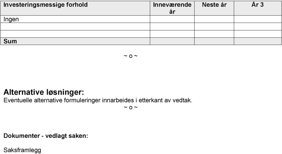 Eventuelle alternative formuleringer innarbeides i