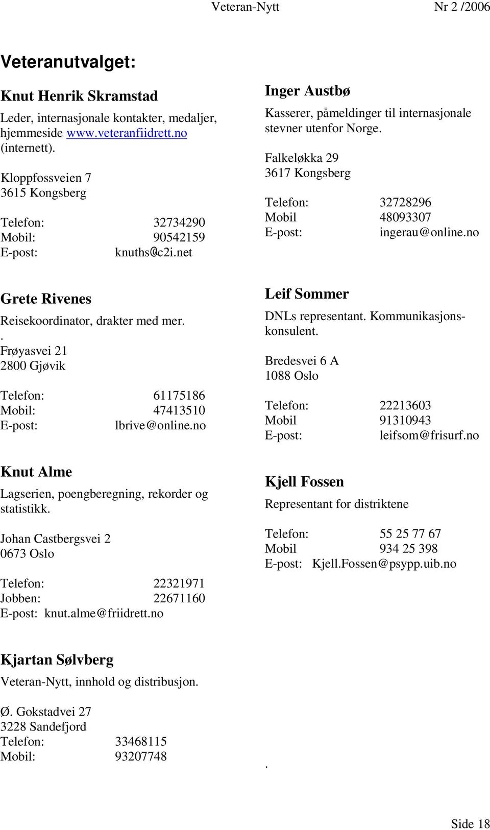 . Frøyasvei 21 2800 Gjøvik Telefon: 61175186 Mobil: 47413510 E-post: lbrive@online.no Knut Alme Lagserien, poengberegning, rekorder og statistikk.