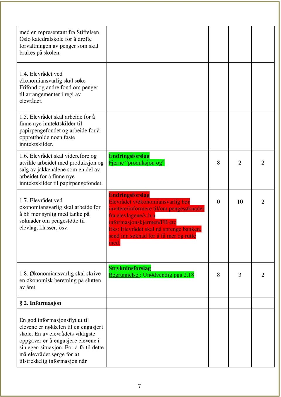 Elevrådet skal arbeide for å finne nye inntektskilder til papirpengefondet og arbeide for å opprettholde noen faste inntektskilder. 1.6.