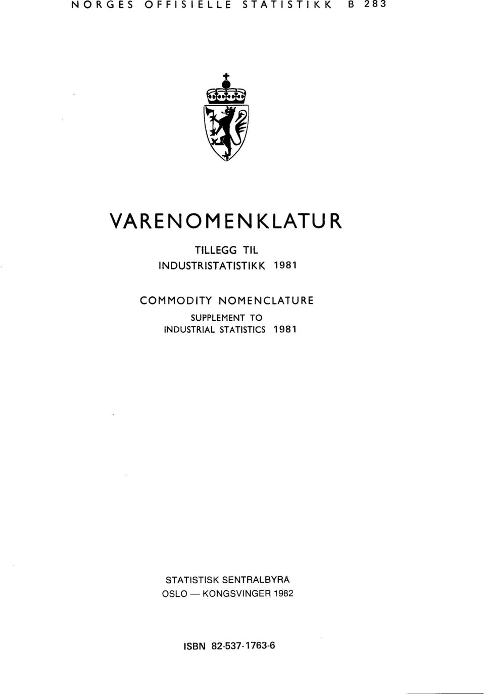 NOMENCLATURE SULEMENT TO INDUSTRIAL STATISTICS 1981