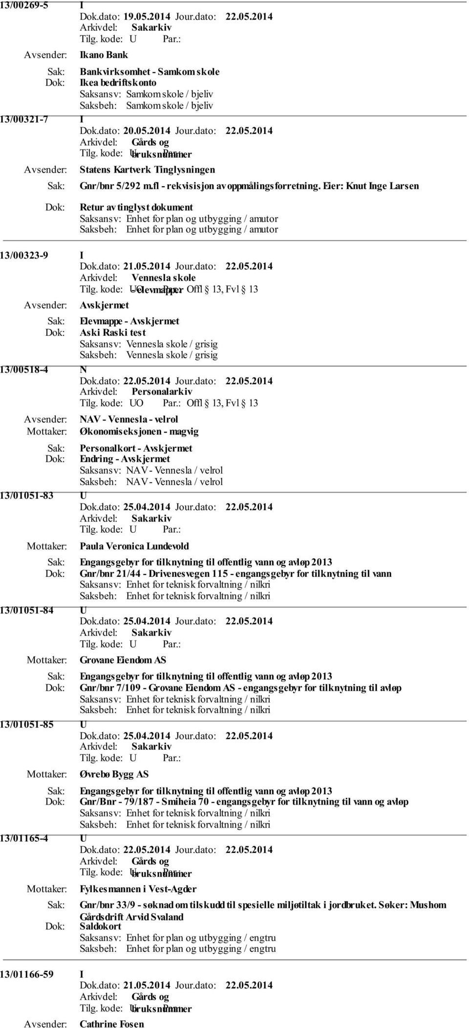 2014 Ikano Bank Bankvirksomhet - Samkom skole Ikea bedriftskonto Saksansv: Samkom skole / bjeliv Saksbeh: Samkom skole / bjeliv 13/00321-7 I Statens Kartverk Tinglysningen Gnr/bnr 5/292 m.