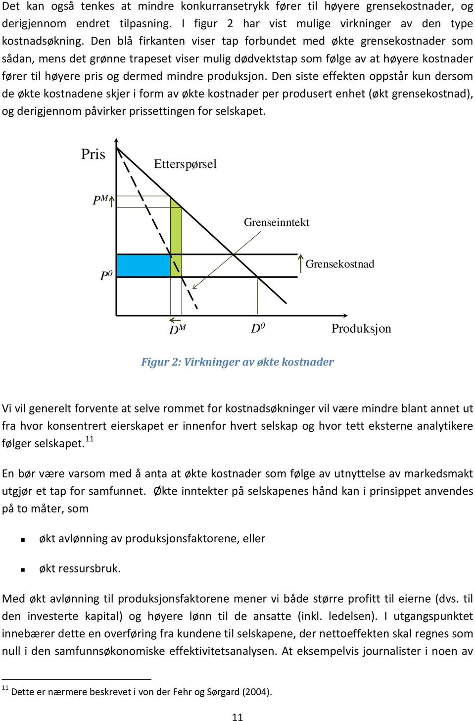 produksjon. Den siste effekten oppstår kun dersom de økte kostnadene skjer i form av økte kostnader per produsert enhet (økt grensekostnad), og derigjennom påvirker prissettingen for selskapet.