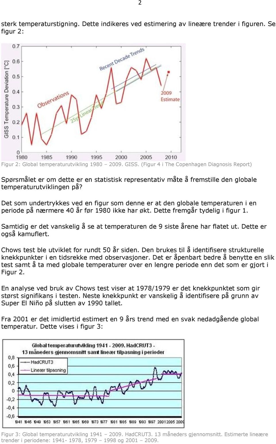 Det som undertrykkes ved en figur som denne er at den globale temperaturen i en periode på nærmere 40 år før 1980 ikke har økt. Dette fremgår tydelig i figur 1.