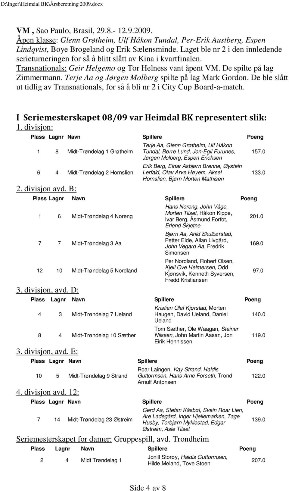 Terje Aa og Jørgen Molberg spilte på lag Mark Gordon. De ble slått ut tidlig av Transnationals, for så å bli nr 2 i City Cup Board-a-match.