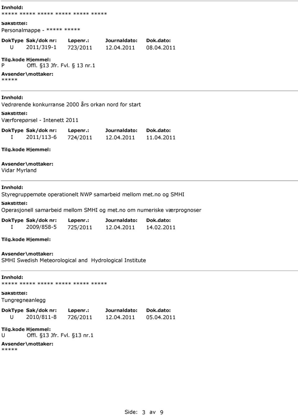 no og SMH Operasjonell samarbeid mellom SMH og met.no om numeriske værprognoser 2009/858-5 725/2011 14.02.