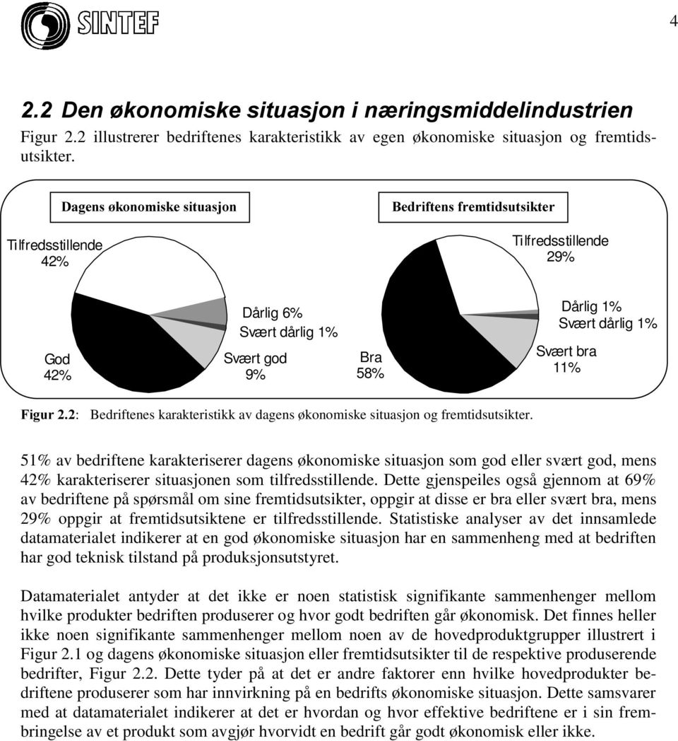 Bedriftenes karakteristikk av dagens økonomiske situasjon og fremtidsutsikter.