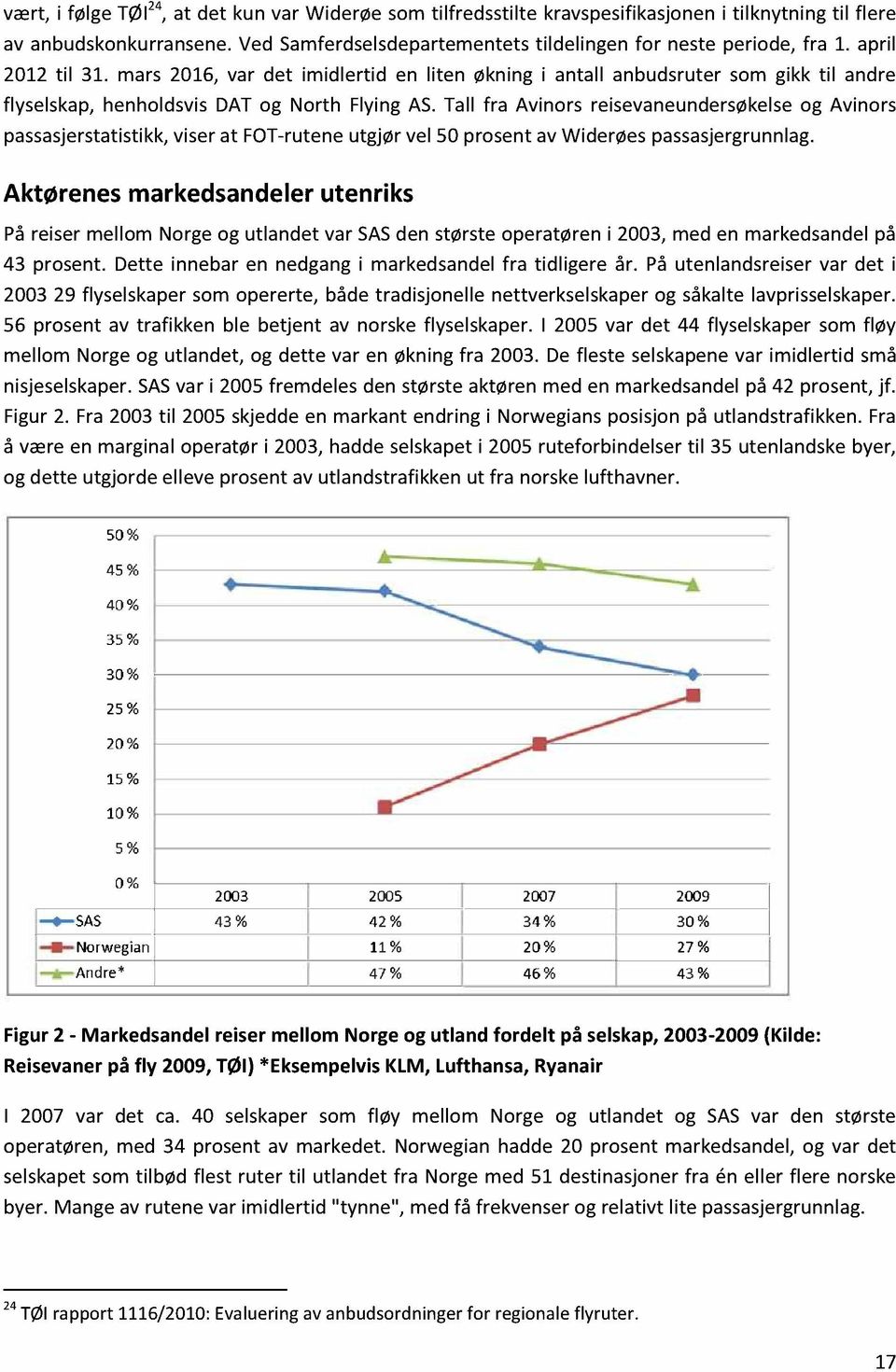 Tall fra Avinors reisevaneundersøkelseog Avinors passasjerstatistikk, viserat FOT-rutene utgjør vel 50 prosentav Widerøespassasjergrunnlag.