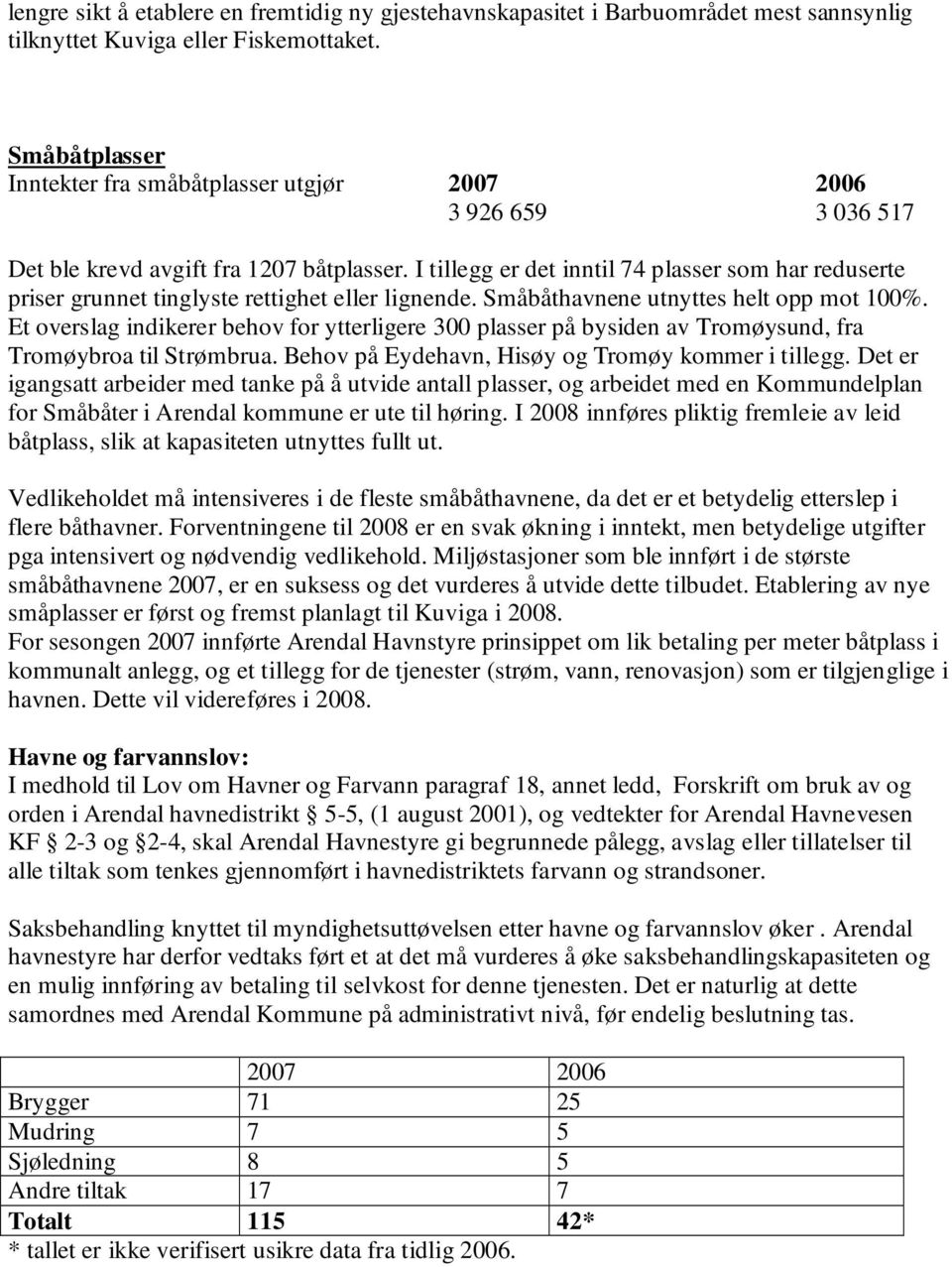 I tillegg er det inntil 74 plasser som har reduserte priser grunnet tinglyste rettighet eller lignende. Småbåthavnene utnyttes helt opp mot 100%.