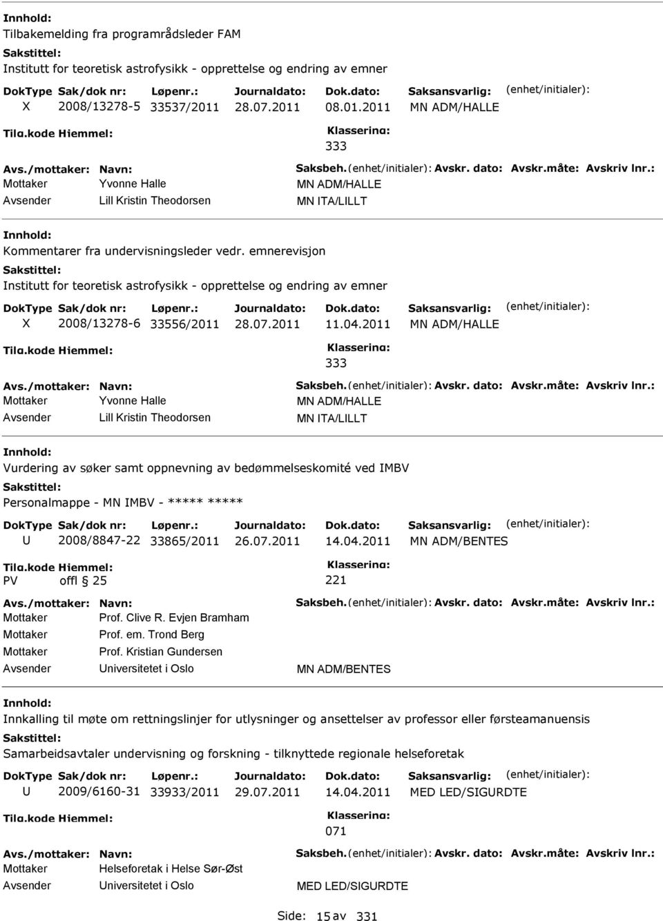 emnerevisjon nstitutt for teoretisk astrofysikk - opprettelse og endring av emner 2008/13278-6 33556/2011 11.04.