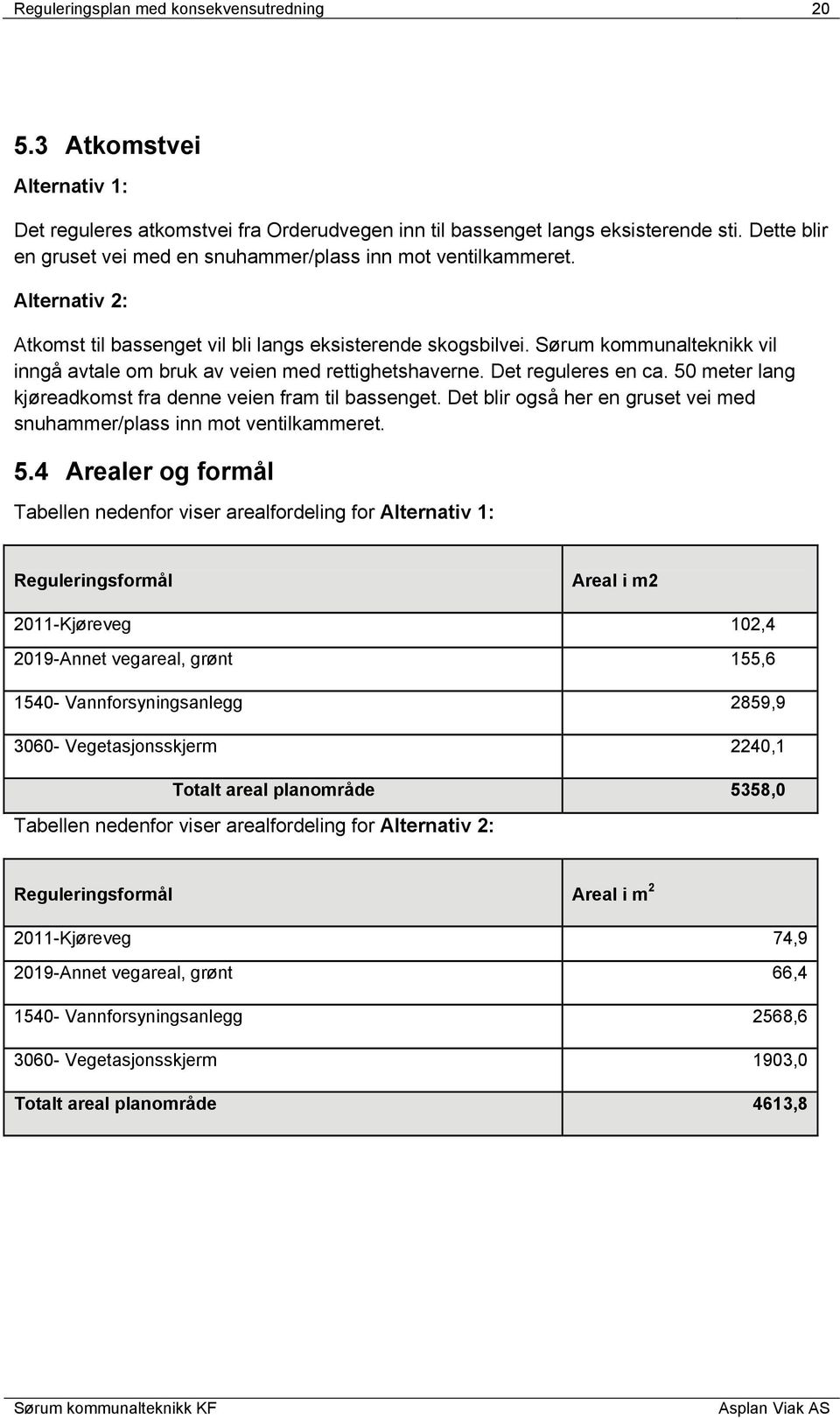 Sørum kommunalteknikk vil inngå avtale om bruk av veien med rettighetshaverne. Det reguleres en ca. 50 meter lang kjøreadkomst fra denne veien fram til bassenget.