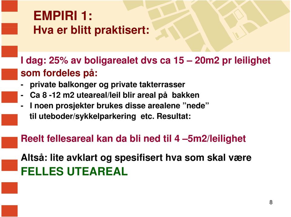 prosjekter brukes disse arealene nede til uteboder/sykkelparkering etc.