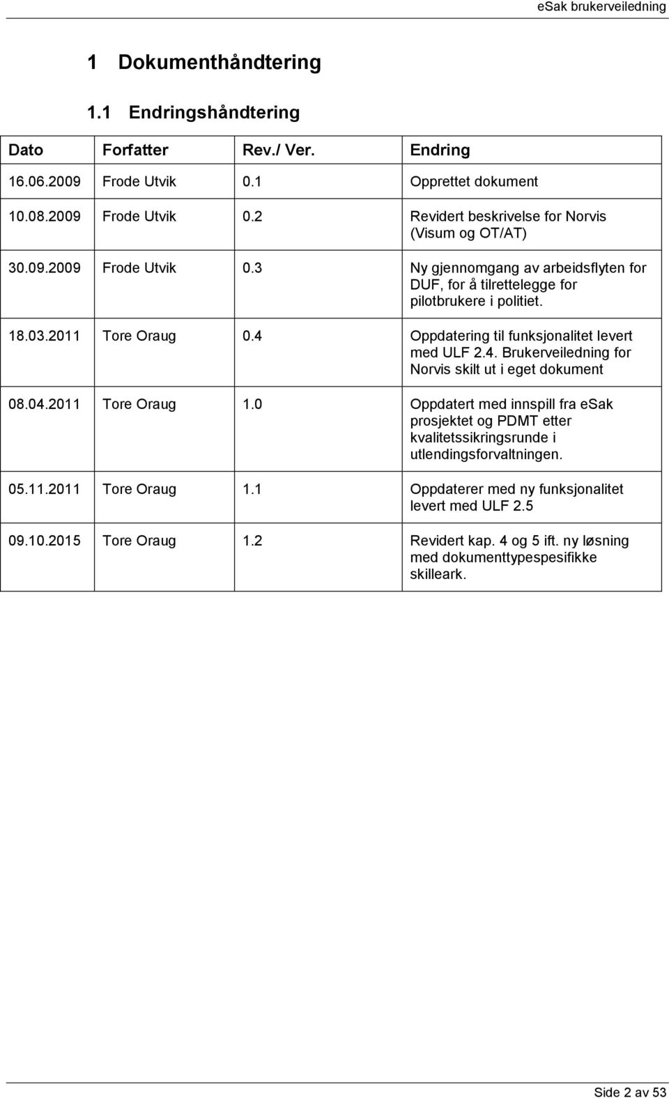 Oppdatering til funksjonalitet levert med ULF 2.4. Brukerveiledning for Norvis skilt ut i eget dokument 08.04.2011 Tore Oraug 1.