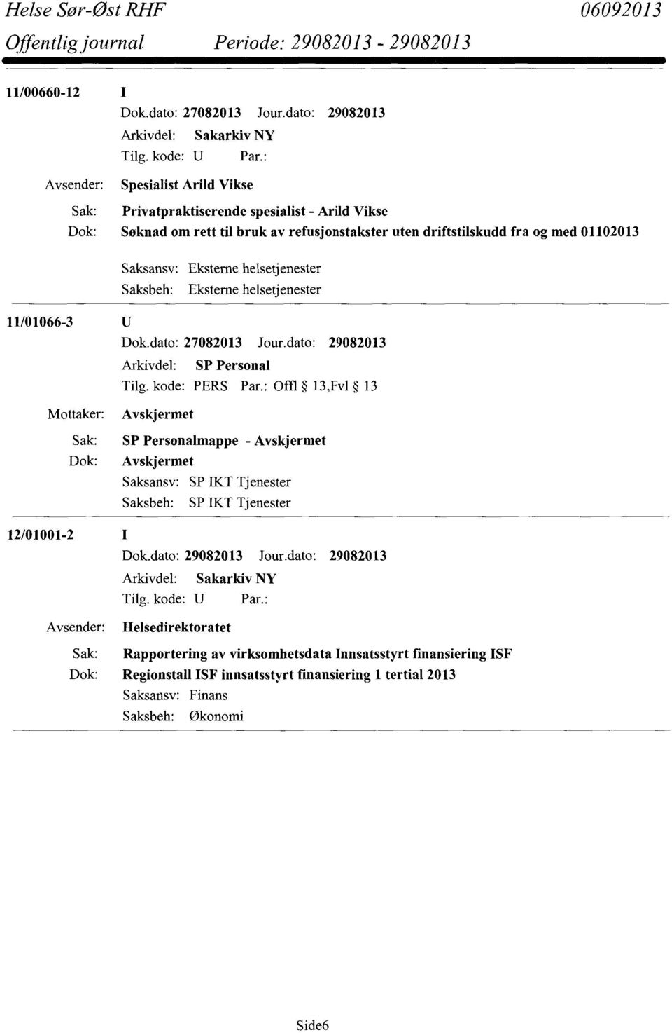 : Offl 13,Fv1 13 Avskjermet SP Personalmappe - Avskjermet Avskjermet SP IKT Tjenester SP IKT Tjenester 12/01001-2