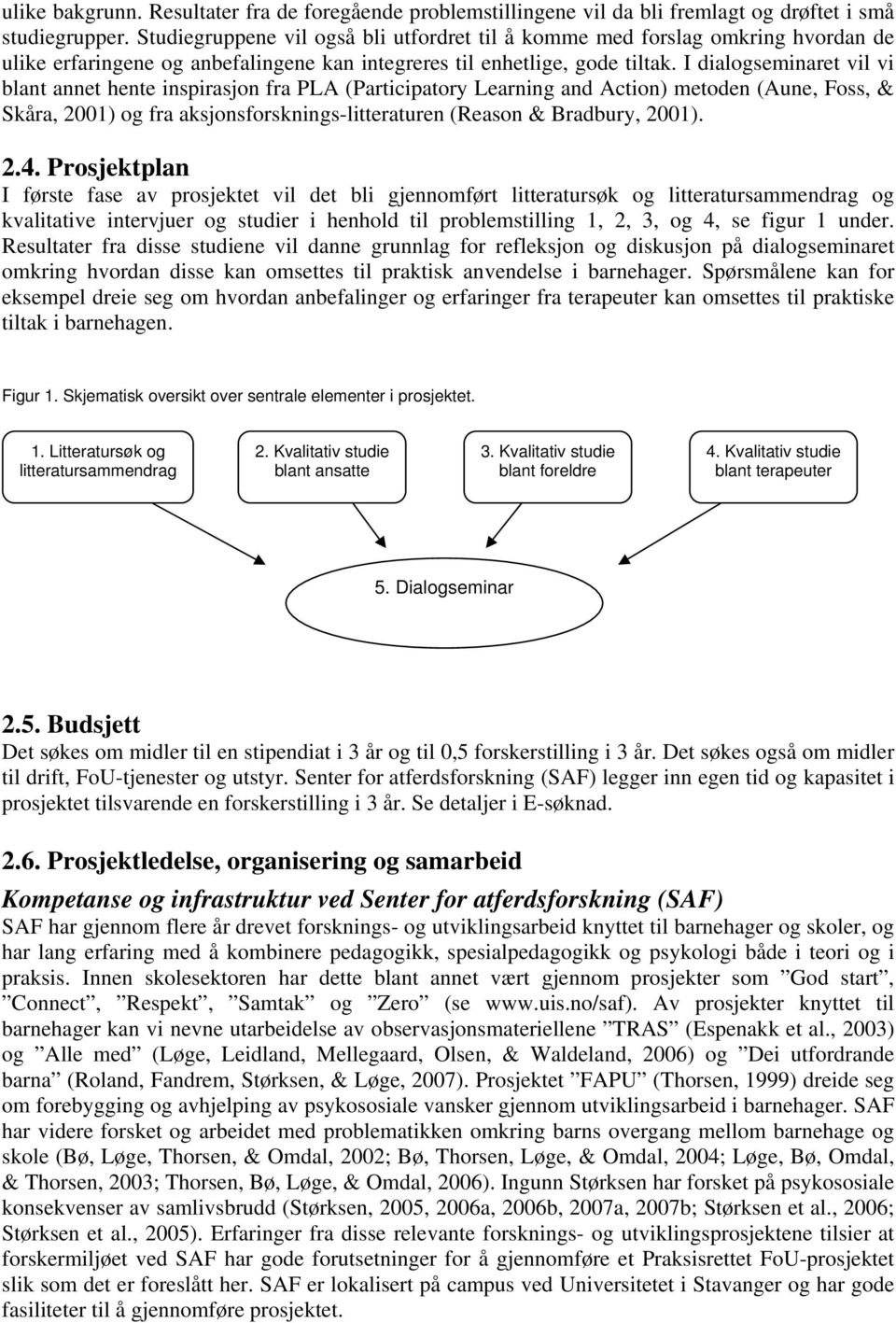 I dialogseminaret vil vi blant annet hente inspirasjon fra PLA (Participatory Learning and Action) metoden (Aune, Foss, & Skåra, 2001) og fra aksjonsforsknings-litteraturen (Reason & Bradbury, 2001).