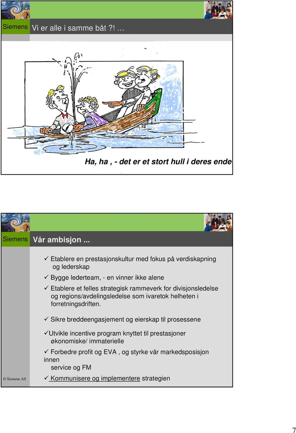 rammeverk for divisjonsledelse og regions/avdelingsledelse som ivaretok helheten i forretningsdriften.