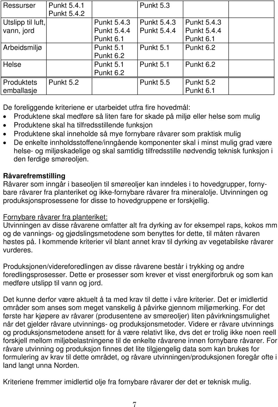 1 De foreliggende kriteriene er utarbeidet utfra fire hovedmål: Produktene skal medføre så liten fare for skade på miljø eller helse som mulig Produktene skal ha tilfredsstillende funksjon Produktene