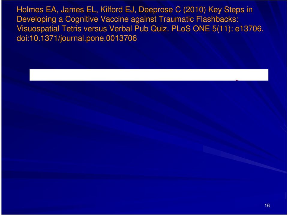 Flashbacks: Visuospatial Tetris versus s Verbal Pub Quiz.