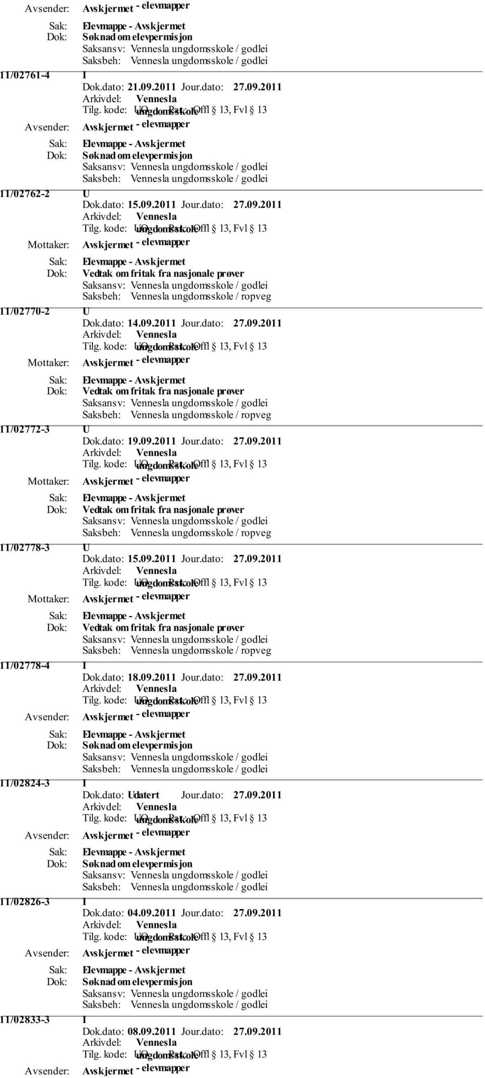 2011 11/02762-2 U 11/02770-2 U 11/02772-3 U 11/02778-3 U 11/02778-4 I Dok.