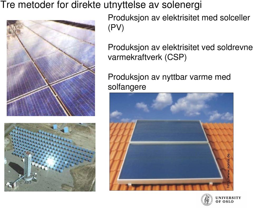 Produksjon av elektrisitet ved soldrevne