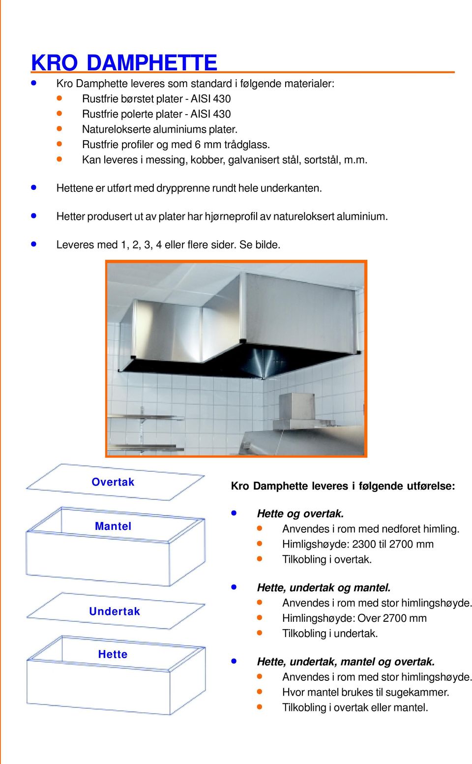 Hetter produsert ut av plater har hjørneprofil av natureloksert aluminium. Leveres med 1, 2, 3, 4 eller flere sider. Se bilde.