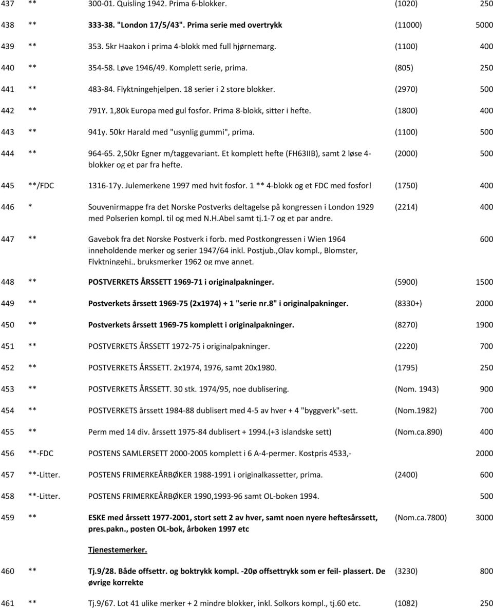 (1800) 443 ** 941y. 50kr Harald med "usynlig gummi", prima. (1100) 444 ** 964 65. 2,50kr Egner m/taggevariant. Et komplett hefte (FH63IIB), samt 2 løse 4 blokker og et par fra hefte.